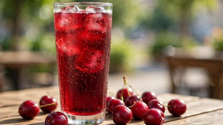 Torani Cherry Syrup: Price, Nutrition & 5 Recipes 17 Glass of sparkling cherry Italian soda with ice and fresh cherries, made with Torani Cherry Syrup