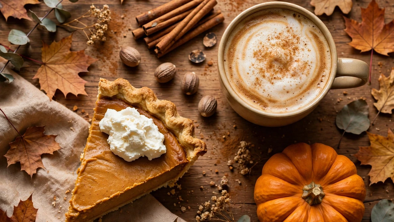 Torani Pumpkin Spice vs Pumpkin Pie: Which Wins? 1 Torani Pumpkin Spice vs Pumpkin Pie comparison with a pumpkin pie slice and spiced latte