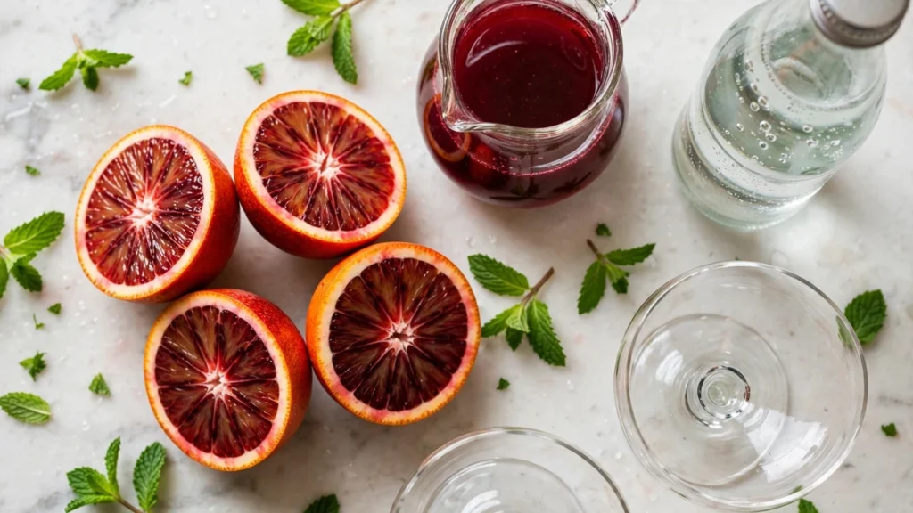 Blood orange flavor pairing guide with lemon, lime, vanilla and berry ingredients