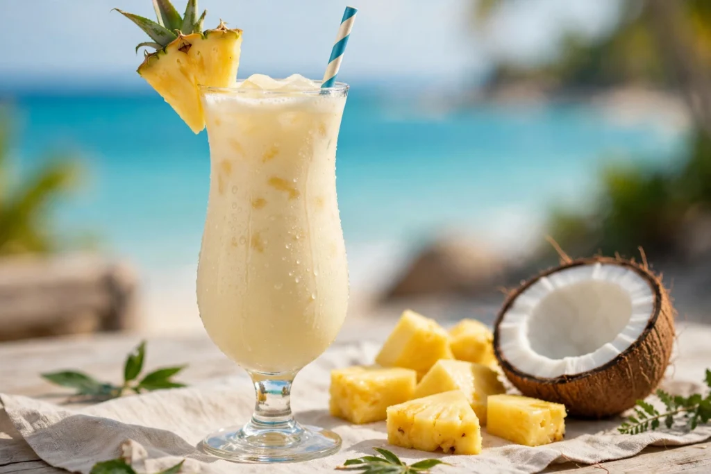Torani Coconut Syrup: Price, Nutrition & Recipes 2 Coconut piña colada mocktail with pineapple made with Torani coconut syrup