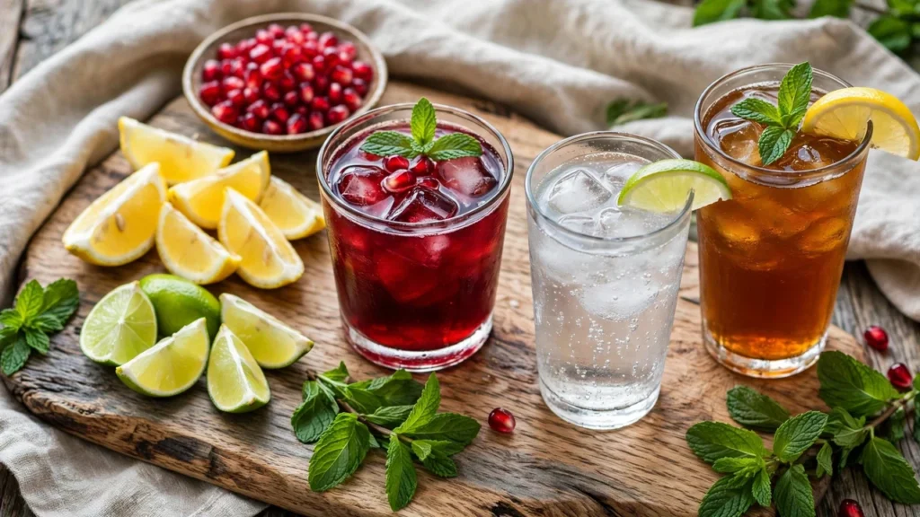 Torani Pomegranate Syrup: Taste, Recipes & Price 2 Pomegranate flavor pairings for Torani Pomegranate Syrup with lemon, lime, mint, iced tea and sparkling water