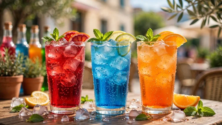 Torani Italian Syrup: The Complete Guide to Flavors, Italian Soda Recipes & History 7 Glass bottle of Torani Italian syrup beside a homemade Italian soda with ice